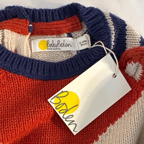 Baby Boden Fox Knit Sweater - Navy, Red, and White - Picture 2 of 6